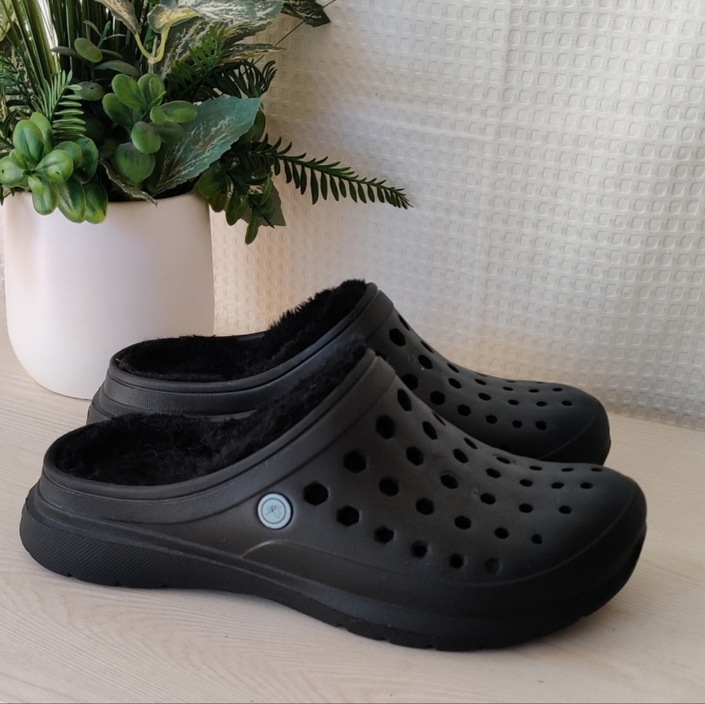 Joybees Women Black Lined Clogs Size 7